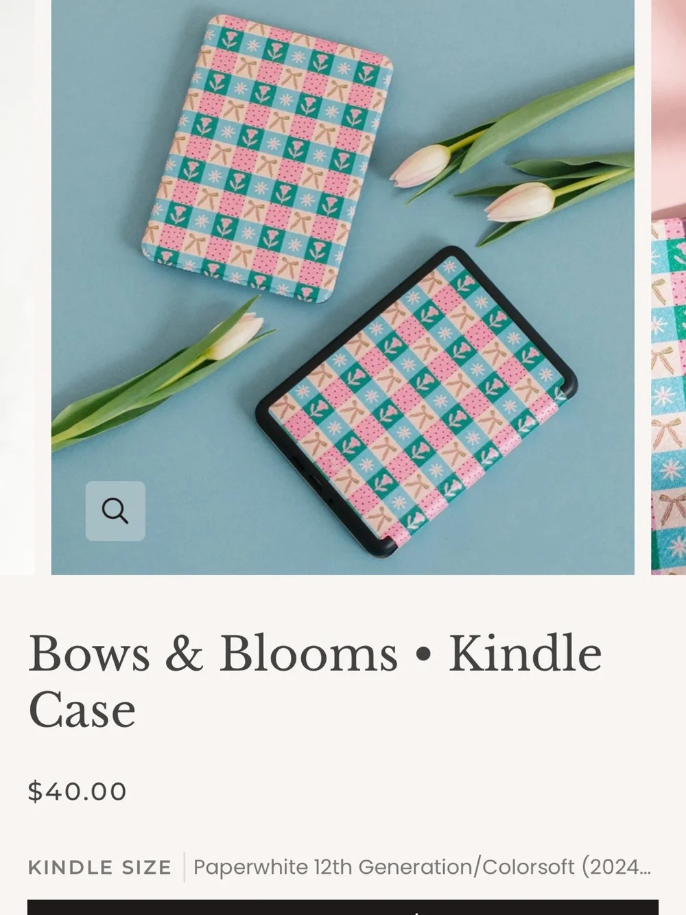 Page. Bows & Blooms Kindle Case + Pouch + Bookmark | Paperwhite 12th Gen